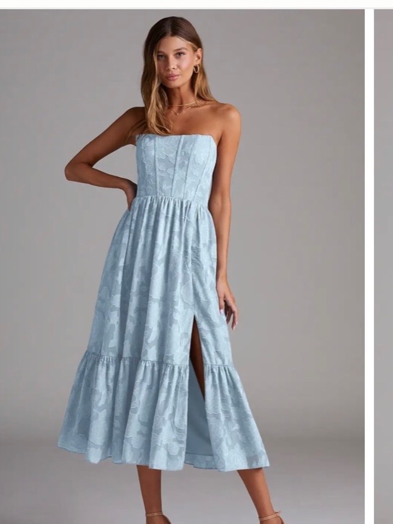 Nwt Azazie Delphina Sky Blue Dress